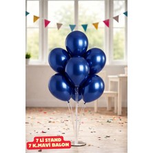 Baloncu Nene 70 cm 7 Li Balon Standı 7 Adet Mavi Parlak Balon Kutlama Doğum Günü Süs Malzemesi