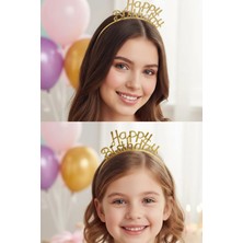 Baloncu Nene Gold Happy Birthday Yazılı Mika Çocuk ve Yetişkin Taç Doğum Günü Tacı Duğum Günü Malzeme