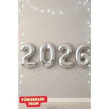 Baloncu Nene 2026 Gümüş Folyo Balon Yeni Yıl Folyo Balon Helyum Uyumlu Hava Uyumlu Yılbaşı Süsü