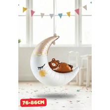 Baloncu Nene Büyük Ay ve Ayı Folyo Balon Doğum Günü Helyum Balon Doğum Günü Süs Kutlama Çocuk Doğum Günü