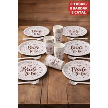 Baloncu Nene Bride To Be Parti Seti 8 Kişilik 8 Tabak 8 Bardak 8 Çatal Bekarlığa Veda Süsü Beyaz