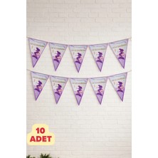 Baloncu Nene Deniz Kızı Flama Banner Mor Doğum Günü Parti Süsü Iyi Ki Doğdun 10 Adet 24 cm