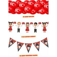 Baloncu Nene 23 Nisan Süsleme Seti Türk Bayraklı Balon Atatürk Flama Çocuk Sarkıt Okul Sınıf Dekoru