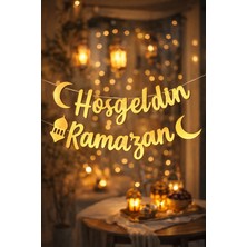 Baloncu Nene Gold Hoşgeldin Ramazan Yazısı Ramazan Süsü Ev Ofis Duvar Dekorasyonu Asmalı Banner