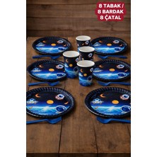 Baloncu Nene Uzay Temalı Karton Tabak Bardak Çatal Seti Çocuk Doğum Günü Doğum Günü Tabağı Kullan At Tabak
