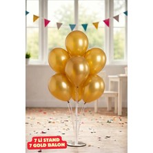 Baloncu Nene 70 cm 7 Li Balon Standı 7 Adet Gold Parlak Balon Kutlama Doğum Günü Süs Malzemesi