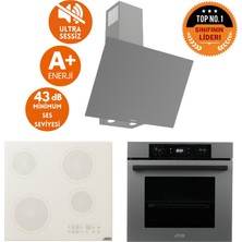 Afm Tech ve Ferre Marka Aa Sessiz Elekt Vitro Antrasit-Gri Ankastre SET(D079-SA+V6-05 BEYAZ+FM7710)
