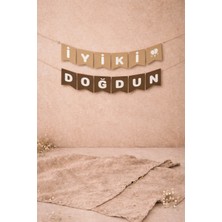 Baloncu Nene Iyiki Doğdun Banner Kraft Kahverengi – 15X16 cm Harf Boyutlu Doğum Günü Süsleme Yazısı