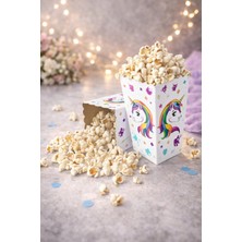 Baloncu Nene Unicorn Temalı Doğum Günü, Baby Shower ve Parti Için Popcorn (Patlamış Mısır) Kutusu 8 Adet
