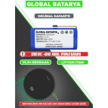 Global Batarya Kiwi Kvc 4090 Uyumlu Robot Süpürge Bataryası 14.4V 2600MAH Li-Ion Pil (Orijinal Kapasite)