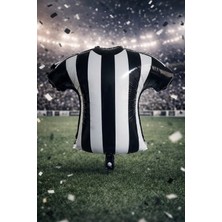 Baloncu Nene Futbol Forma Folyo Balon 45 cm Siyah Beyaz Taraftar Temalı Doğum Günü Parti Süsü