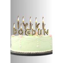 Baloncu Nene Iyiki Doğdun Yazılı Gold Pasta Mumu Çoklu Paket Doğum Günü Özel Gün