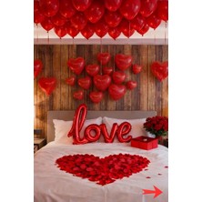 Baloncu Nene Kalpli Balon Love Yazılı Balon Ful Set Helyum Uyumlu Özel Gün Yıl Dönümü Sevgililer Günü