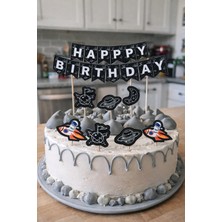 Baloncu Nene Uzay Temalı Pasta ve Kek Süsü Seti – Happy Birthday Space Konsept Pasta Üstü Dekorasyon