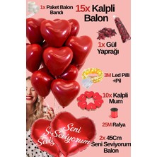Baloncu Nene 15 Kalpli Balon Seni Seviyorum Yazılı Balon 10 Kalpli Mum Helyum Uyumlu Özel Gün Yıl Dönümü Sevgili