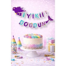 Baloncu Nene Deniz Kızı Temalı Banner Kız Çocuk Doğum Günü Süs Banner Happy Birthday Banner Doğum Günü