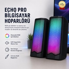 Hızlı Store Echo Pro Bilgisayar Hoparlörü Rgb Işıklı Çift Stereo Ses USB Güç ve 3.5 mm Aux Bağlantılı Masaüstü