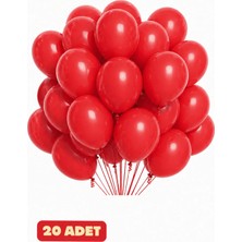 Baloncu Nene 20 Adet Kırmızı Balon | Canlı Kırmızı Balon | Parti Balonu | Doğum Günü Balon Seti