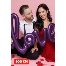 Baloncu Nene Love Mor Yazılı Helyum Balon Sevgili ve Özel Gün Için Balon