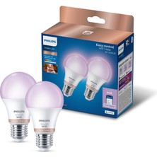 Philips Smart Lighting LED Ampul A60 E27 60W Eşdeğer Rgb 2'li Paket - Google Home, Alexa, Homekit ve Matter Uyumlu