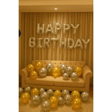Baloncu Nene Happy Birthday Folyo Set Gold Gümüş Balon Parti Doğum Günü Süsleme Seti