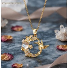 Stainless Steel Gold Renk 18K Altın Kaplama Kuşkonmaz Motif Paslanmaz Çelik Kolye