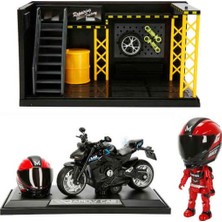PopŞeker Sesli ve Işıklı Ducati Street Fighter Die-Cast Çek Bırak Motosiklet ve Tamir Atölyesi Seti