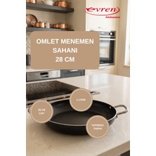 EVREN MUTFAK 28 cm Sahan, Döküm Yumurta Omlet Kuymak Menemen Tavası Yapışmaz Taban Iç-Dış Teflon