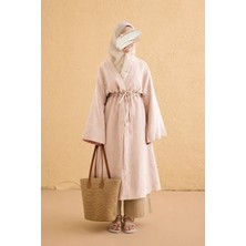Ande Tesettür Köprü Bağlamalı Müslin Kimono - Ekru