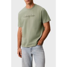 Calvin Klein % 100 Pamuk Relaxed Fit Logolu T Shirt LV04LG812GPEZ Erkek T Shirt LV04LG812G Pez