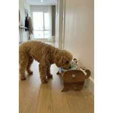 GOBYPET Ahşap Özel Isim Baskılı, Köpek Seramik Mama Su Kabı Standı
