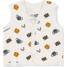Hellobaby Erkek Bebek Kapitone Yelek Hayvan Baskılı V Yaka Sleeveless