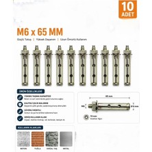 Bema Tools BT665 M6X65 Gömlekli Çelik Dübel Montaj Bağlantı Aparatı Çelik Dübel (10 Adet)