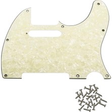 Kul Concept Telecaster Uyumlu Elektro Gitar Pickguard 8 Delikli Beyaz Krem Desenli