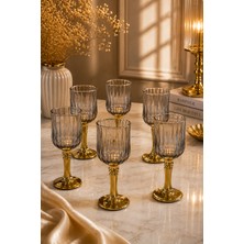 Yzhome 6 Lı Gold Kaplama Cam Kahve Yanı Su Bardağı Sunum Bardak 75ML