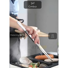 Jet's Home Düz Uçlu Şef Cımbızı Paslanmaz Dekor Cımbızı Çelik Mutfak Cımbızı Maşa 20 cm