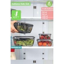 Jet's Home 4’lü Kare Saklama Kabı Seti Erzak Kabı Buzdolabı Kabı Büyük Boy Bpa Free