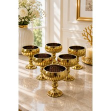 Yzhome 6 Kişilik Gold Kaplama Cam Kahve Yanı Lokumluk - Kahvaltılık Kase - Sunumluk - 50ML
