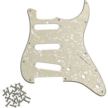 Kul Concept Stratocaster St Kasa Elektro Gitar Pickguard 3 Katmanlı 11 Delikli Beyaz Krem Desenli