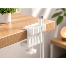 Veriqo 3D Masa Kenarı Kablo Düzenleyici Kablo Tutucu Kelepçeli Şarj Kablosu Organizeri USB Type-C Lightning Masaüstü Kablo Sabitleyici 5 Girişli