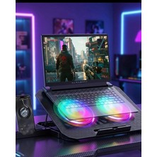 Get Store Rgb Işıklı Laptop Soğutucu Stand Çift Fanlı Sessiz Çalışan Ayarlanabilir