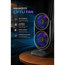 Enshall Çift Fanlı Blıc Vantilatör Masaüstü 180° Ayarlanabilir Şarjlı Mini Soğutucu Fan