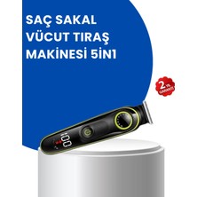 Get Store Uzun Pil Ömürlü LED Göstergeli Erkek Bakım Seti 5-In-1 Saç Sakal Tıraş Makinesi