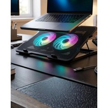 Get Store Ayarlanabilir Laptop Soğutucu Çift Fan Rgb Işıklı Sessiz Çalışan
