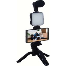 Get Store Telefon Tutucu Mikrofonlu Işıklı Youtuber Video Kayıt