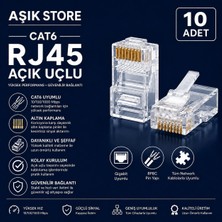 AŞIK STORE Cat6 RJ45 Açık Uçlu Konnektör 10 Adet 8P8C Altın Kaplama Ethernet Fişi Utp Cat6 RJ45 Jack
