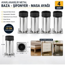 Diko Ayarlanabilir Mobilya Kanepe Baza Şifonyer Ayağı Krom 10 cm Metal Ayak (4 Adet)