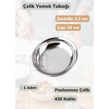 Jet's Home Çelik Yemek Tabağı 20 cm Paslanmaz Çelik Tabak