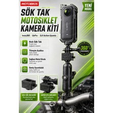 Motobros Motosiklet Kamera Gidon ve Ayna Bağlantı Sök Tak Pratik Aparatı INSTA360 Dji Gopro