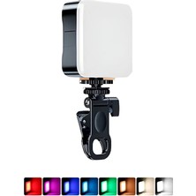 vooka Rgb LED Video Işığı 100 LED Şarjlı Selfie Işığı Mandallı Telefon Kamera Tablet Laptop Uyumlu